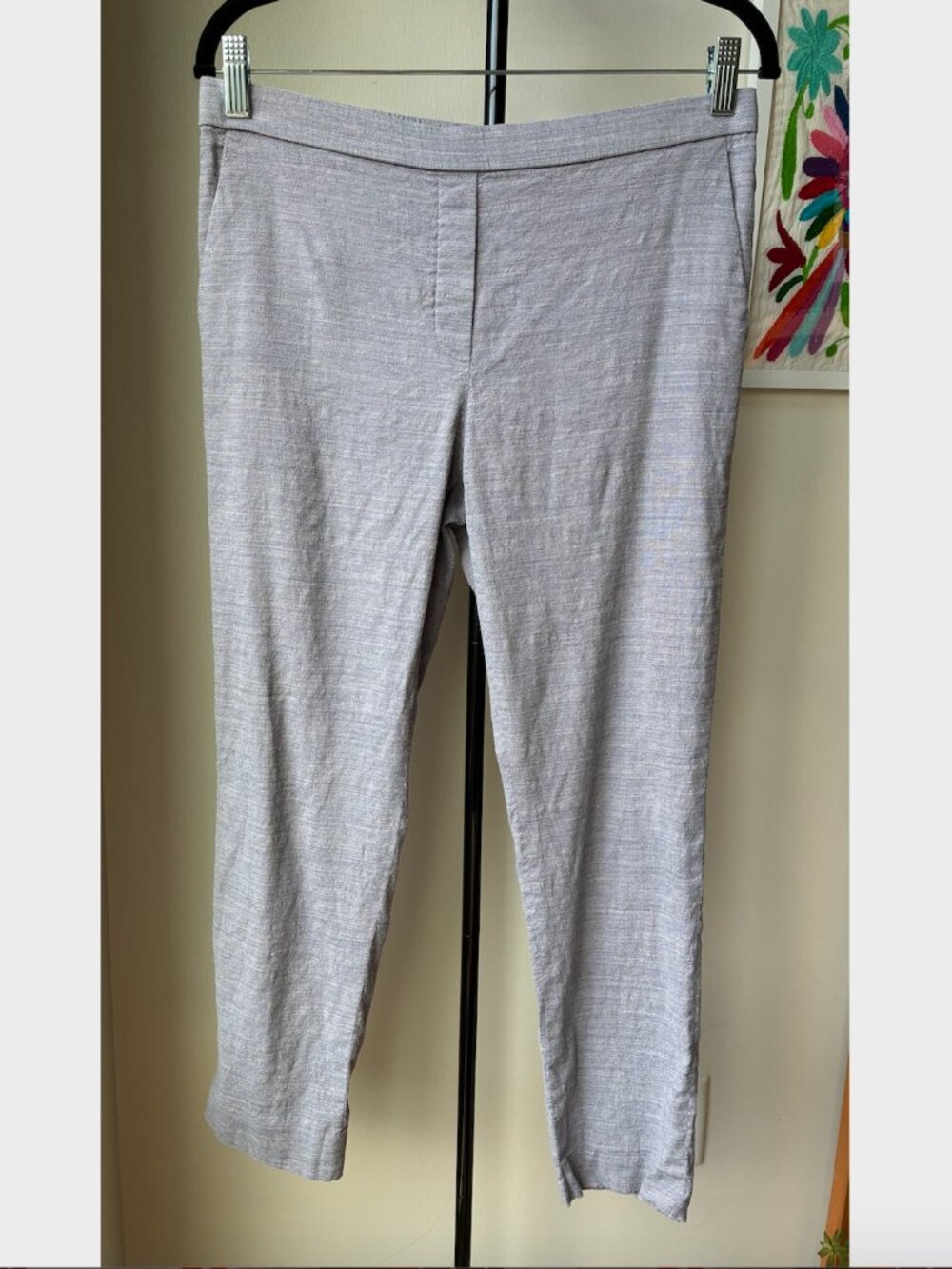 Theory Treeca Pull-On Linen Pants in Sharkskin - Size 8